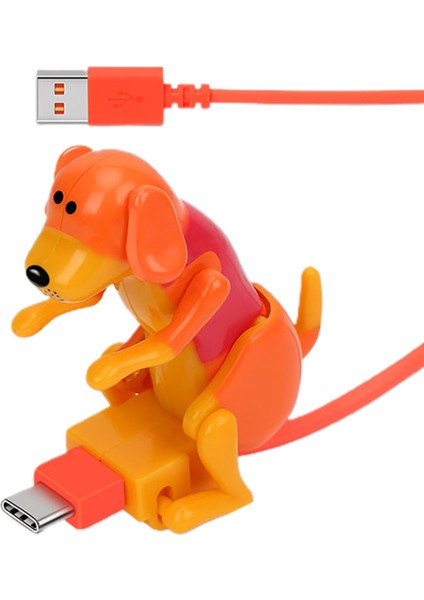 Sokak Köpek Telefon Şarj Cihazı Kablosu Komik Hareketli Humping Köpek Tip-C Kablosu - Turuncu (Yurt Dışından)