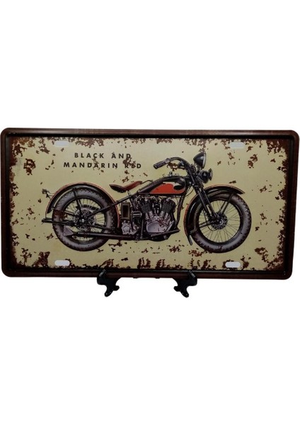 Dekoratif 3D Metal Plaka Harley Davidson 1933 Black And Mandarin Red 30CM