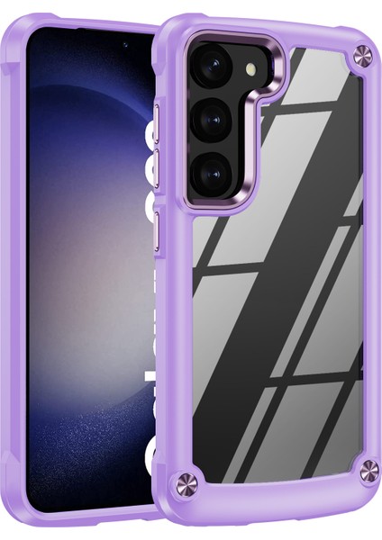 Samsung Galaxy S23 İçin Şeffaf Sert Pc Tpu Tampon Telefon Kılıfı - Mor (Yurt Dışından)