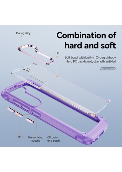 Samsung Galaxy S23 İçin Şeffaf Sert Pc Tpu Tampon Telefon Kılıfı - Mor (Yurt Dışından) indirimleri