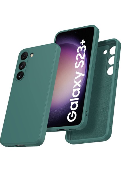 Samsung Galaxy S23+ İçin İnce Sıvı Silikon Telefon Kılıfı - Koyu Yeşil (Yurt Dışından)