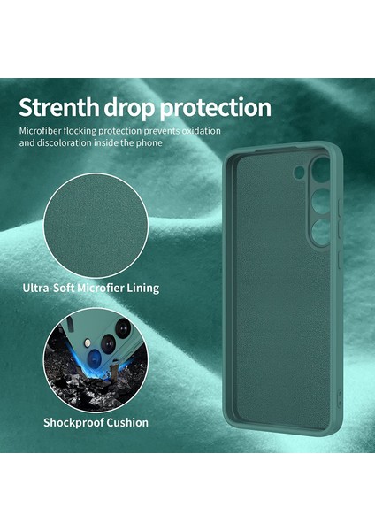 Samsung Galaxy S23+ İçin İnce Sıvı Silikon Telefon Kılıfı - Koyu Yeşil (Yurt Dışından) fırsatları