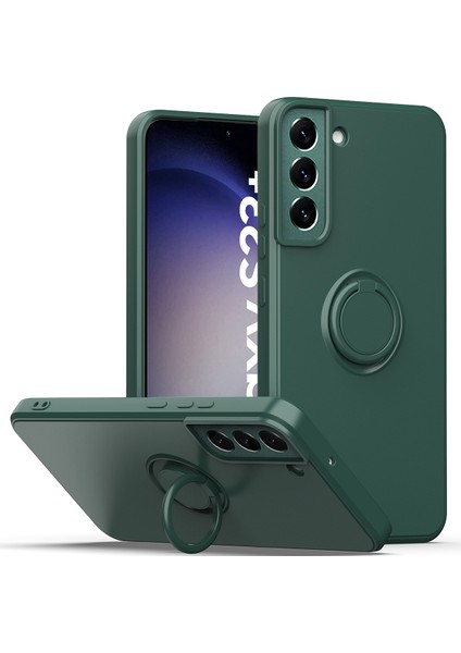 Samsung Galaxy S23+ İçin İnce Silikon Yüzük Stand Telefon Kılıfı - Yeşil (Yurt Dışından)