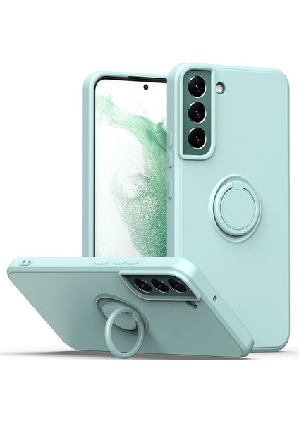 Samsung Galaxy S22 Plus 5G İçin İnce Silikon Yüzük Stand Telefon Kılıfı - Açık Yeşil (Yurt Dışından)