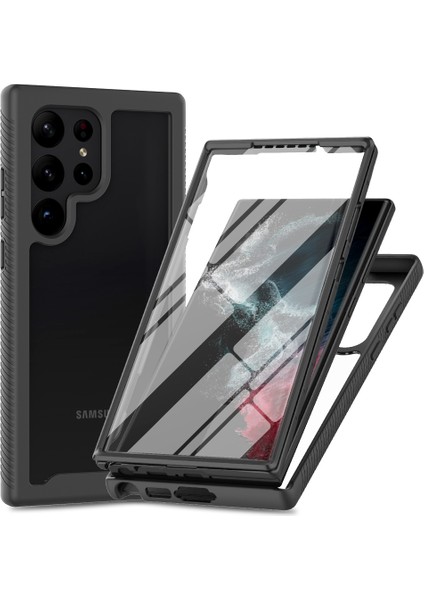 Samsung Galaxy S23 Ultra İçin Dahili Ekran Koruyucu Tam Gövde Koruma Telefon Kılıfı - Siyah (Yurt Dışından)