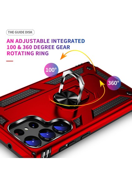 Samsung Galaxy S23 Ultra İçin Halka Tutuculu Çift Katmanlı Telefon Kılıfı - Kırmızı (Yurt Dışından) indirimleri