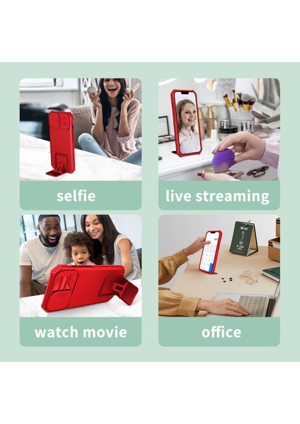 Samsung Galaxy S23+ Kayar Kamera Kapaklı Sağlam Standı Telefon Kılıfı - Kırmızı (Yurt Dışından) fiyatları