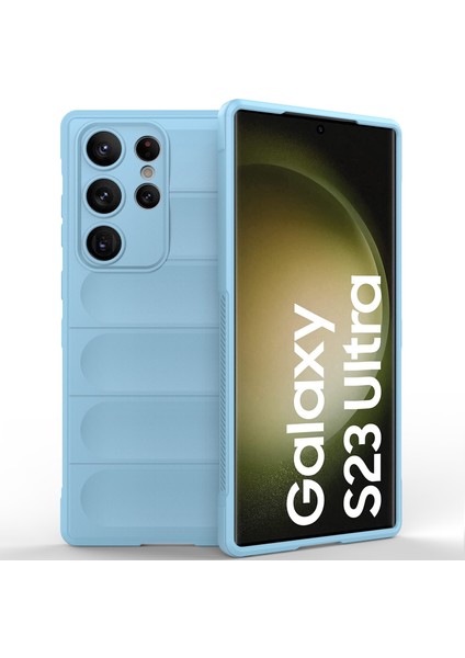Samsung Galaxy S23 Ultra İçin Yumuşak Kauçuk Şok Emici Telefon Kılıfı - Mavi (Yurt Dışından)