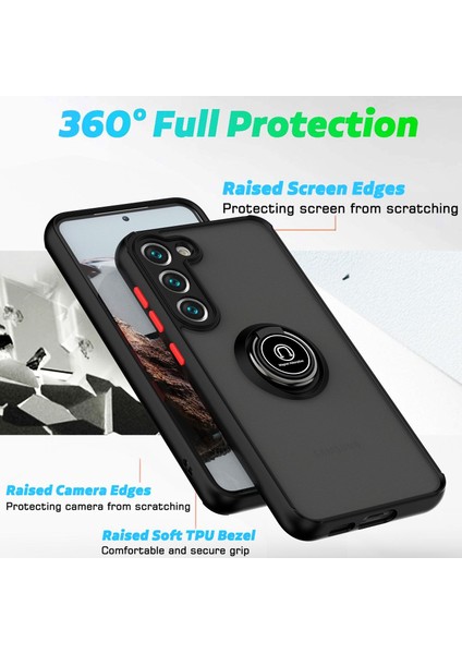 Samsung Galaxy S23+ İçin Yüzük Stand Mat Sert Silikon Telefon Kılıfı - Siyah (Yurt Dışından) fiyatları