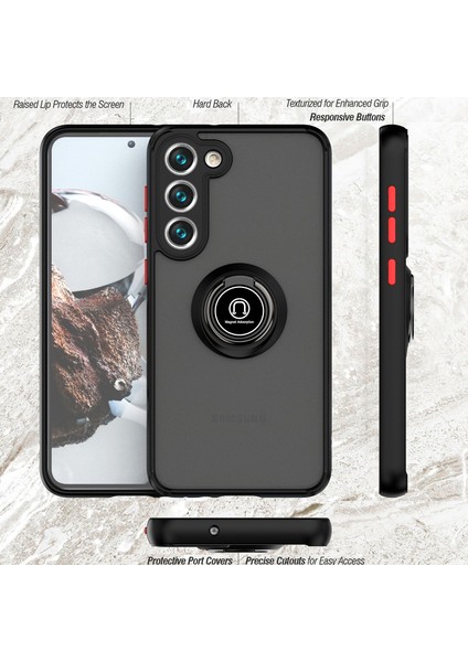 Samsung Galaxy S23+ İçin Yüzük Stand Mat Sert Silikon Telefon Kılıfı - Siyah (Yurt Dışından) modelleri