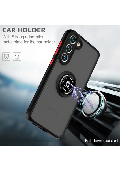 Samsung Galaxy S23+ İçin Yüzük Stand Mat Sert Silikon Telefon Kılıfı - Siyah (Yurt Dışından) fırsatları