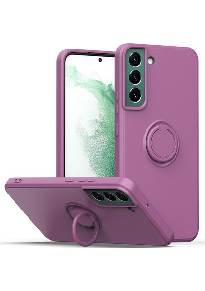 Samsung Galaxy S22 5G İçin İnce Silikon Yüzük Stand Telefon Kılıfı - Mor (Yurt Dışından)