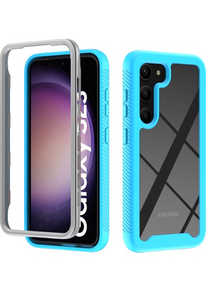 Samsung Galaxy S23 İçin Hibrit Bumper Tam Koruma Telefon Kılıfı - Mavi (Yurt Dışından)