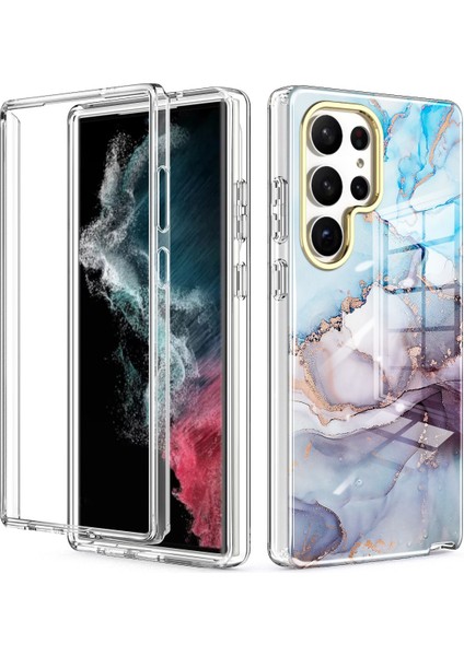 Samsung Galaxy S23 Ultra İçin Şık Desen Kristal Tpu Tampon Telefon Kılıfı - Mavi (Yurt Dışından)