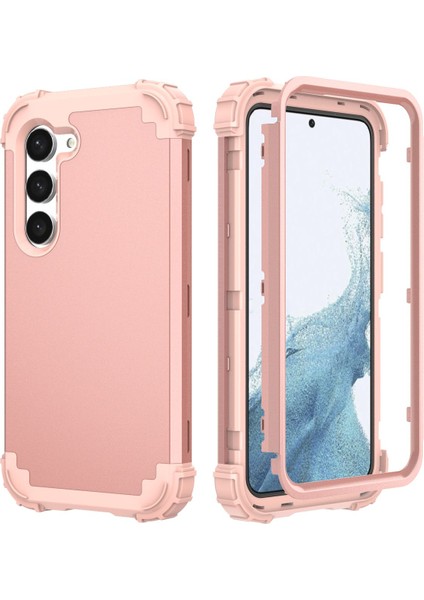 Samsung Galaxy S23+ İçin Yumuşak Silikon Sert Pc Tampon Telefon Kılıfı - Pembe Altın (Yurt Dışından)