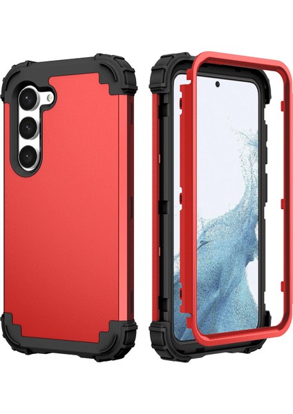 Samsung Galaxy S23+ İçin Yumuşak Silikon Sert Pc Tampon Telefon Kılıfı - Kırmızı (Yurt Dışından)