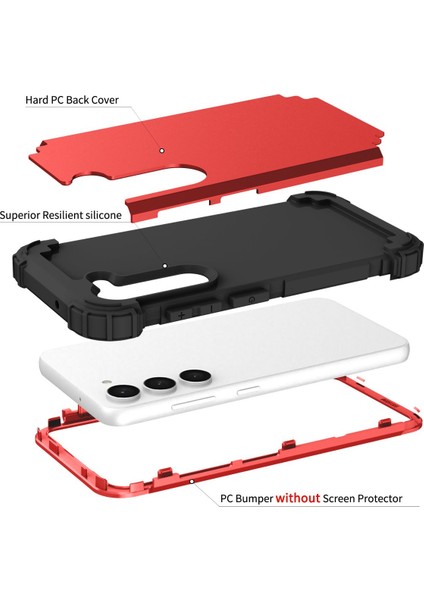 Samsung Galaxy S23+ İçin Yumuşak Silikon Sert Pc Tampon Telefon Kılıfı - Kırmızı (Yurt Dışından) fırsatları