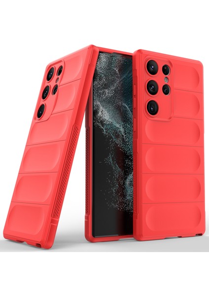 Samsung Galaxy S23 Ultra İçin Yumuşak Kauçuk Şok Emici Telefon Kılıfı - Kırmızı (Yurt Dışından)