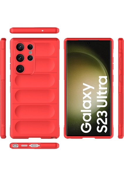 Samsung Galaxy S23 Ultra İçin Yumuşak Kauçuk Şok Emici Telefon Kılıfı - Kırmızı (Yurt Dışından) modelleri