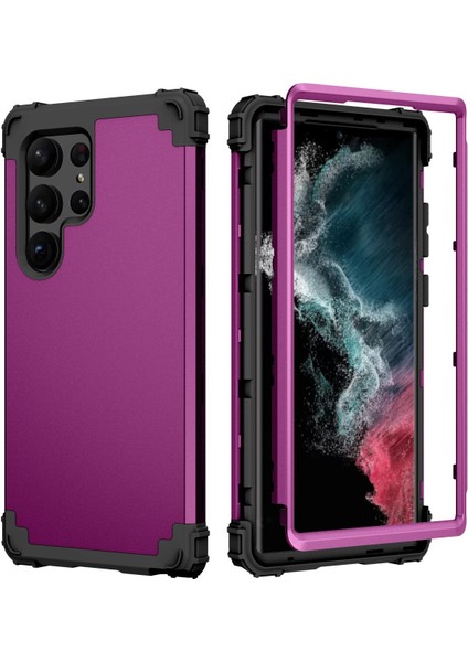 Samsung Galaxy S23 Ultra İçin Yumuşak Silikon Sert Pc Tampon Telefon Kılıfı - Mor (Yurt Dışından)