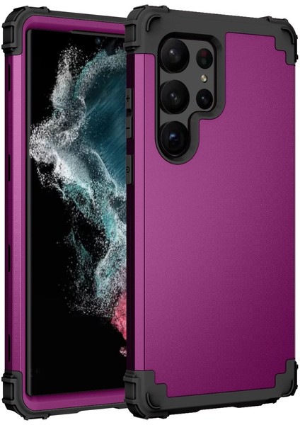 Samsung Galaxy S23 Ultra İçin Yumuşak Silikon Sert Pc Tampon Telefon Kılıfı - Mor (Yurt Dışından) modelleri