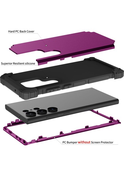 Samsung Galaxy S23 Ultra İçin Yumuşak Silikon Sert Pc Tampon Telefon Kılıfı - Mor (Yurt Dışından) fırsatları