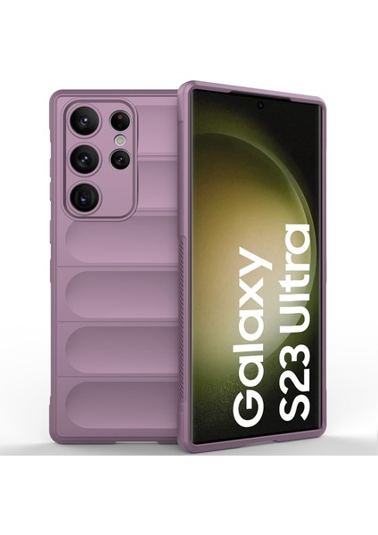 Samsung Galaxy S23 Ultra İçin Yumuşak Kauçuk Şok Emici Telefon Kılıfı - Mor (Yurt Dışından)