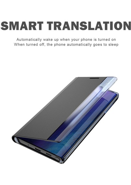 Samsung Galaxy S23 Ultra İçin Flip Deri Akıllı Görünüm Standlı Telefon Kılıfı - Lacivert (Yurt Dışından) fiyatları
