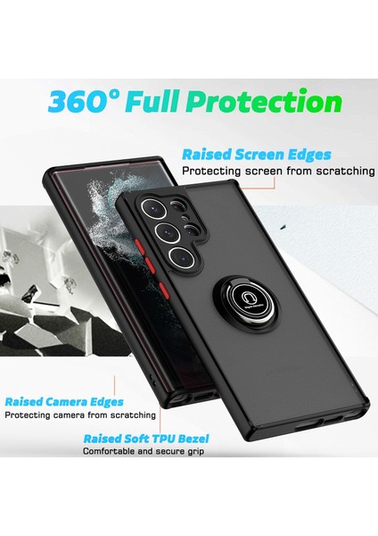 Samsung Galaxy S23 Ultra İçin Yüzük Stand Mat Sert Silikon Telefon Kılıfı - Açık Mavi (Yurt Dışından) fiyatları