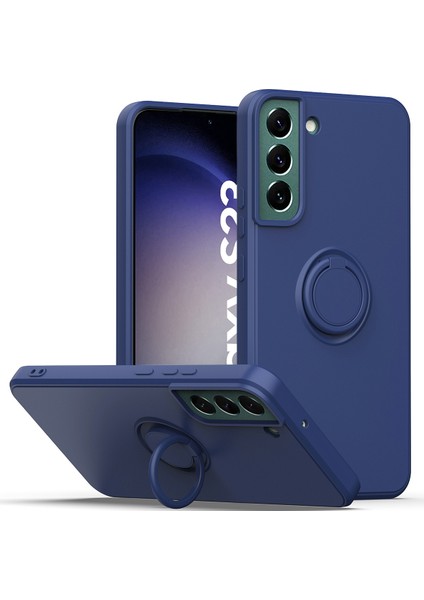 Samsung Galaxy S23 İçin İnce Silikon Yüzük Stand Telefon Kılıfı - Mavi (Yurt Dışından)
