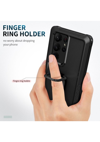 Samsung Galaxy S23 Ultra İçin Yüzük Stand Silikon Sert Pc Tampon Telefon Kılıfı - Siyah (Yurt Dışından) indirimleri