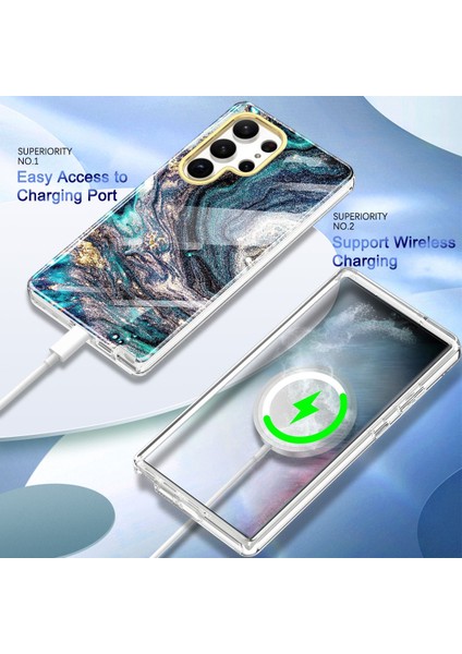 Samsung Galaxy S23 Ultra İçin Şık Desen Kristal Tpu Tampon Telefon Kılıfı - Turkuaz (Yurt Dışından) fırsatları