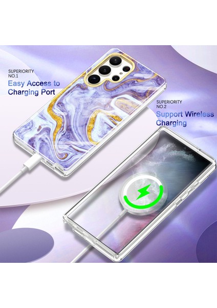 Samsung Galaxy S23 Ultra İçin Şık Desen Kristal Tpu Tampon Telefon Kılıfı - Mor (Yurt Dışından) fırsatları