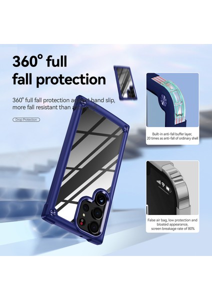Samsung Galaxy S23 Ultra İçin Şeffaf Sert Pc Tpu Tampon Telefon Kılıfı - Mavi (Yurt Dışından) modelleri