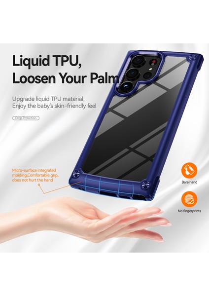 Samsung Galaxy S23 Ultra İçin Şeffaf Sert Pc Tpu Tampon Telefon Kılıfı - Mavi (Yurt Dışından) fırsatları