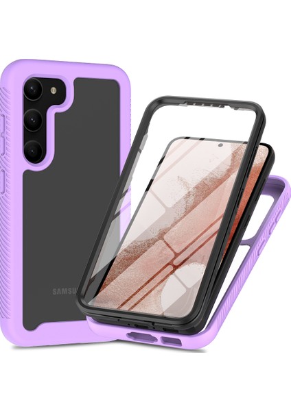 Samsung Galaxy S23 İçin Dahili Ekran Koruyucu Tam Gövde Koruma Telefon Kılıfı - Mor (Yurt Dışından)