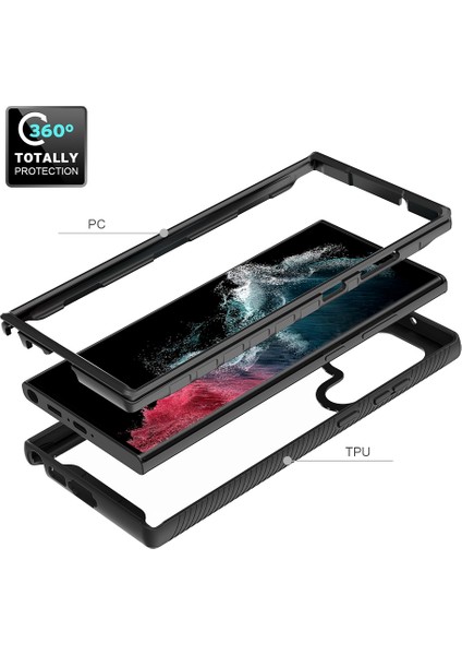 Samsung Galaxy S23 Ultra İçin Hibrit Bumper Tam Koruma Telefon Kılıfı - Mor (Yurt Dışından) modelleri