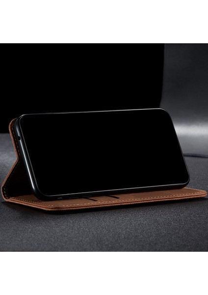 Samsung Galaxy S23+ İçin Kot Deri Flip Cüzdan Standlı Telefon Kılıfı - Kahverengi (Yurt Dışından) fırsatları
