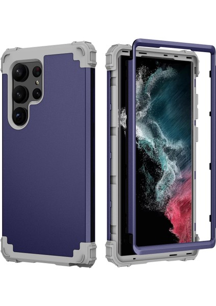 Samsung Galaxy S23 Ultra İçin Yumuşak Silikon Sert Pc Tampon Telefon Kılıfı - Lacivert (Yurt Dışından)
