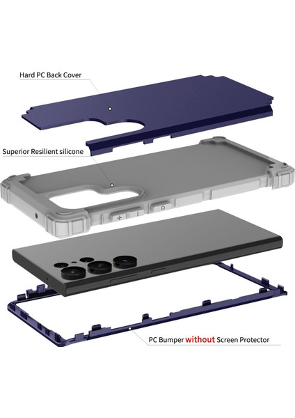 Samsung Galaxy S23 Ultra İçin Yumuşak Silikon Sert Pc Tampon Telefon Kılıfı - Lacivert (Yurt Dışından) fırsatları