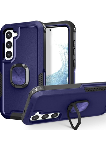Samsung Galaxy S23+ İçin Yüzük Stand Silikon Sert Pc Tampon Telefon Kılıfı - Lacivert (Yurt Dışından) fiyatları