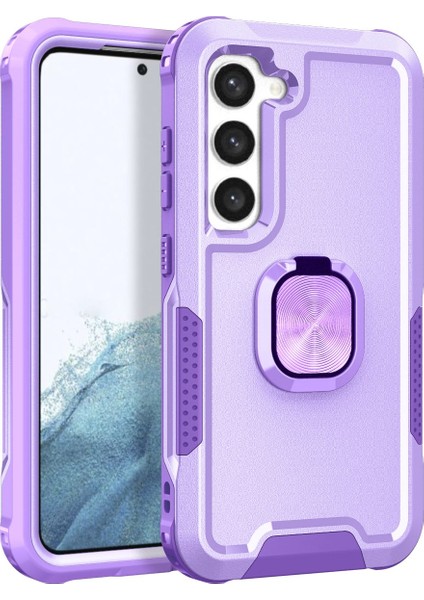 Samsung Galaxy S23+ İçin Yüzük Stand Silikon Sert Pc Tampon Telefon Kılıfı - Mor (Yurt Dışından)