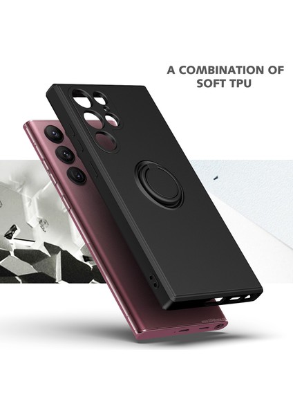 Samsung Galaxy S23 Ultra İçin İnce Silikon Yüzük Stand Telefon Kılıfı - Mor (Yurt Dışından) fiyatları