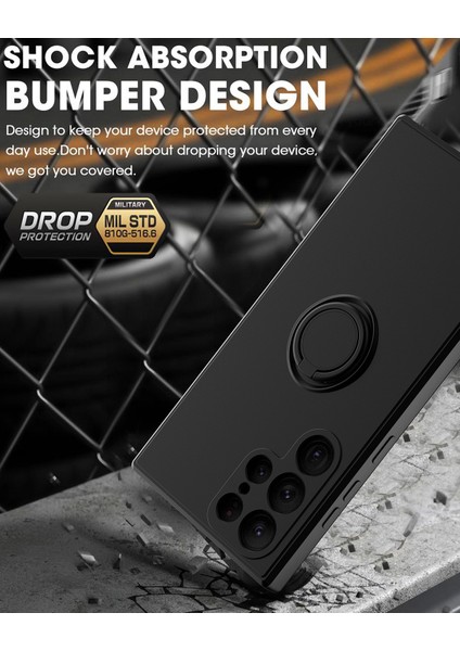 Samsung Galaxy S23 Ultra İçin İnce Silikon Yüzük Stand Telefon Kılıfı - Mor (Yurt Dışından) fırsatları