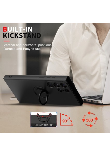 Samsung Galaxy S23 Ultra İçin İnce Silikon Yüzük Stand Telefon Kılıfı - Mor (Yurt Dışından) indirimleri