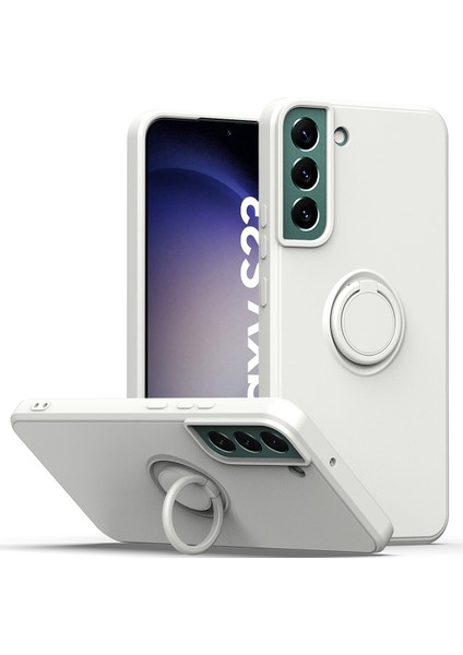 Samsung Galaxy S23 İçin İnce Silikon Yüzük Stand Telefon Kılıfı - Beyaz (Yurt Dışından)