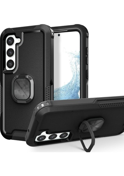 Samsung Galaxy S23+ İçin Yüzük Stand Silikon Sert Pc Tampon Telefon Kılıfı - Siyah (Yurt Dışından) fiyatları