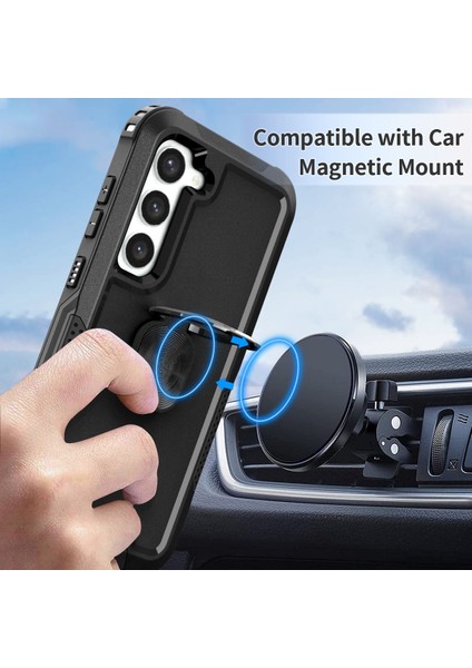 Samsung Galaxy S23+ İçin Yüzük Stand Silikon Sert Pc Tampon Telefon Kılıfı - Siyah (Yurt Dışından) fırsatları