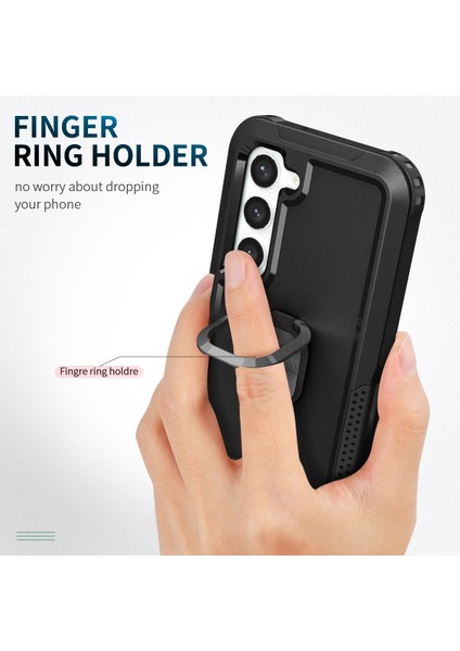 Samsung Galaxy S23+ İçin Yüzük Stand Silikon Sert Pc Tampon Telefon Kılıfı - Siyah (Yurt Dışından) indirimleri