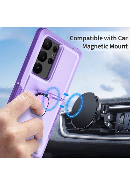 Samsung Galaxy S23 Ultra İçin Yüzük Stand Silikon Sert Pc Tampon Telefon Kılıfı - Mor (Yurt Dışından) fırsatları